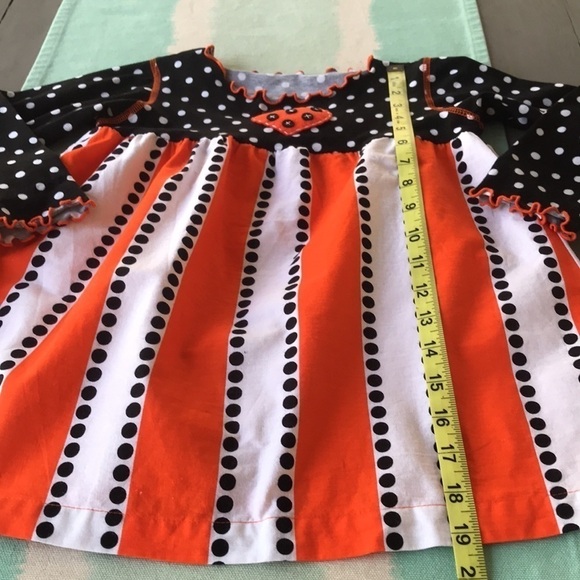 Daisy Jayne Orange & Black Polka Dot & Stripe Print Ruffle Detail Top - Picture 8 of 8